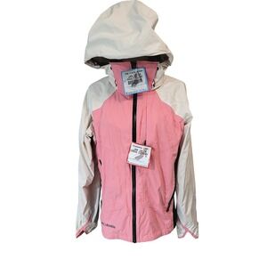 Columbia Titanium90's Omni Tech Waterproof‎ Jacket Pink Beige Hooded Snowmobile